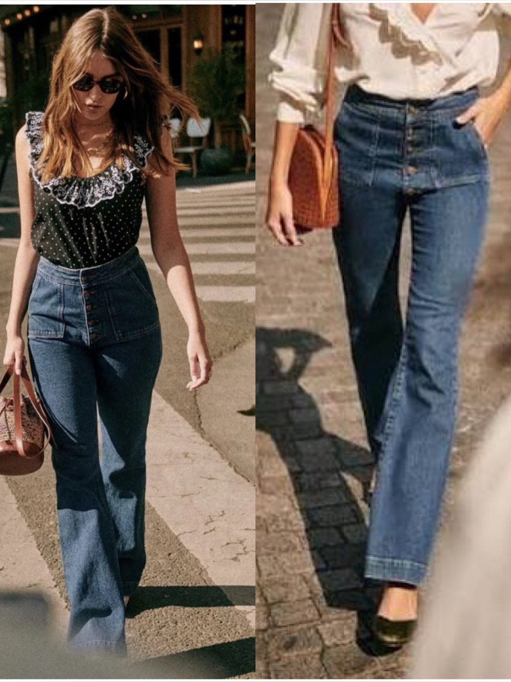 NWT SÉZANE Tommy Trouser High-Rise Flared Jean in Denim Blue